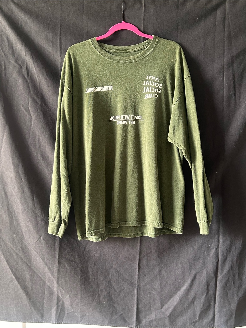 Anti Social Social Club X Neighborhood Long Sleeve Tee - Olive Green